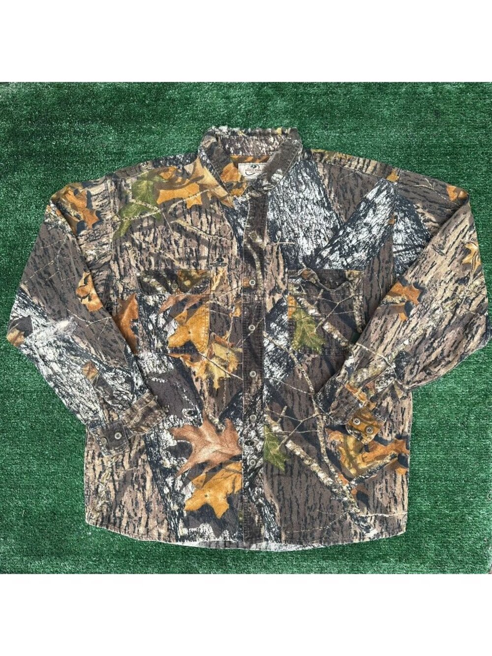 Vintage 90s Mossy Oak Realtree Camo Button Up Shirt Brown L Chamois Gorpcore
